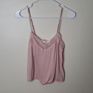 Hiatus Soft Pink Tank with Lace Trim